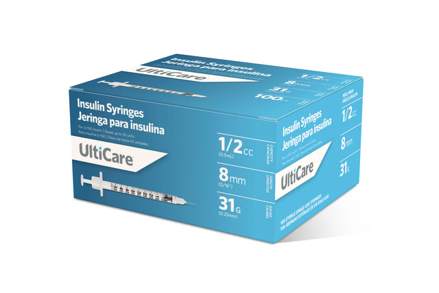 Image of UltiCare U-100 Insulin Syringes 1/2 mL/cc 8mm (5/16") x 31G