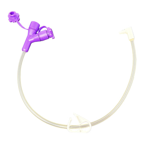 Image of Universal Low Profile Feeding Tube Extension set 12" Dual ENFit Port Right Angle
