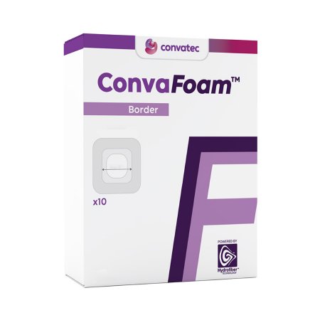 Image of ConvaFoam Bordered Adhesive Silicone Hydrofiber Foam Dressing, 4" x 4"
