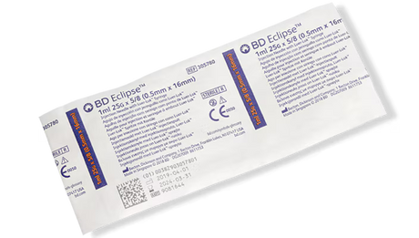 Image of BD Eclipse™ Needle 25 G x 5/8" with detachable 1 mL Luer-Lok syringe
