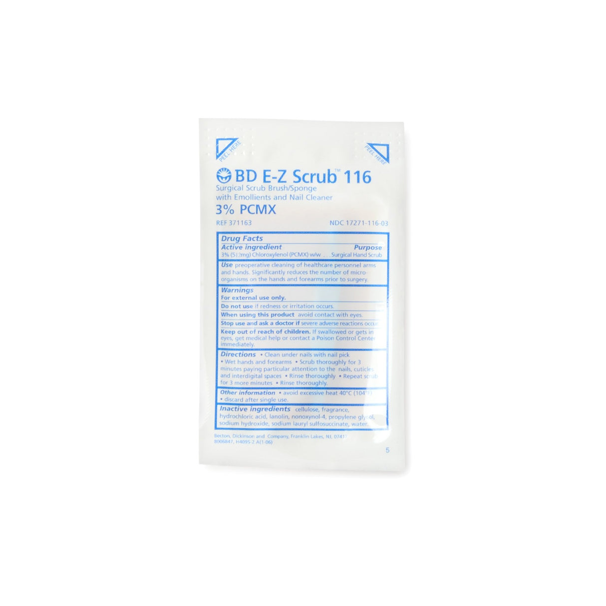 Image of BD E-Z Scrub™ Surgical Scrub Brush, Impregnated with 3% Chloroxylenol (PCMX)