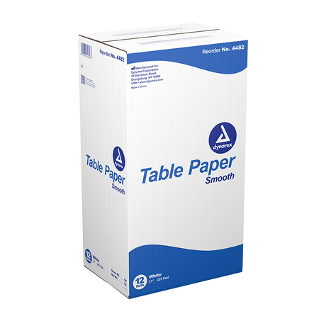 Image of Dynarex Exam Table Paper, Smooth, White, 21" x 225'