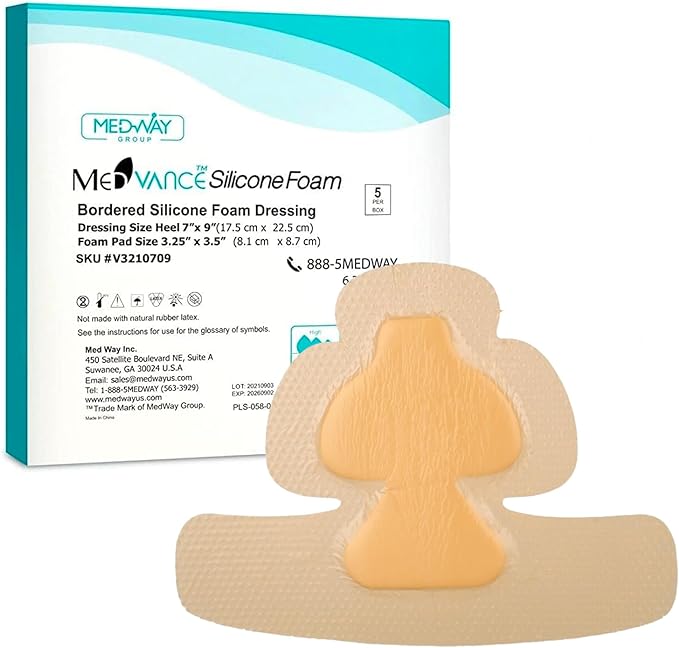 Image of MedVance Bordered Silicone 7" x 9" Foam Dressing, Heel