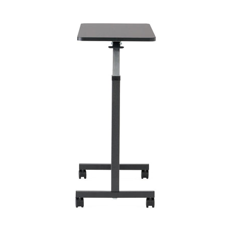 Image of Economy Overbed Table, Walnut Top, Silver Hammertone Base