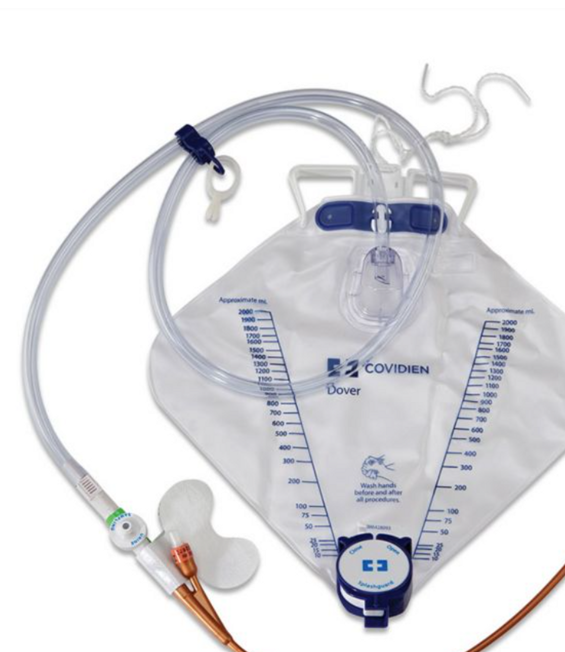 Image of Dover 100% Silicone 400 ML U/M Foley Tray, LL, 14 FR (4.7 MM), 5 CC, 2000 ML Drain Bag, Cath Secure