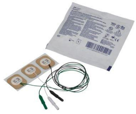 Image of Kendall Prewired Reflective Backing EKG Electrode With 0.060" Socket, Radiolucent, Square 1" x 1.25", Neonatal, 3 PK