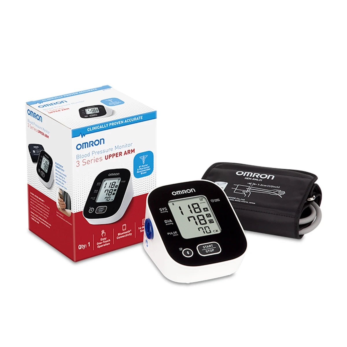 OMRON 3-Series Upper Arm Blood Pressure Monitor, Connected