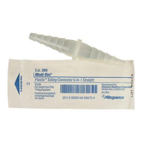 Image of Cardinal Health™ Medi-Vac® 5-in-1 Plastic Tubing Connector, Straight