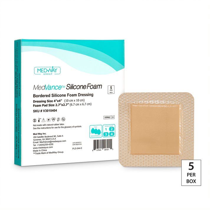 Image of MedVance Bordered Silicone 4" x 4" Foam Dressing, 2.7" x 2.7" Pad