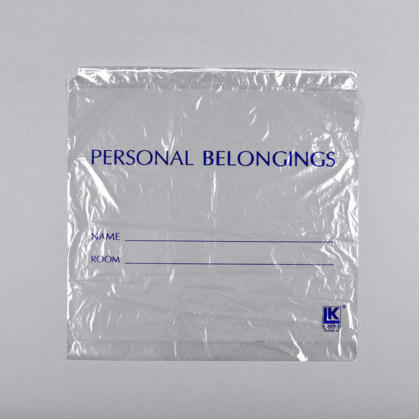 Image of Clear Personal Belongings Bag with Drawstring Closure