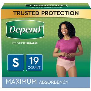 Image of Depend® FIT-FLEX® Incontinence Underwear for Women. Blush Color, Maximum Absorbency