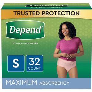 Image of Depend® FIT-FLEX® Incontinence Underwear for Women. Blush Color, Maximum Absorbency