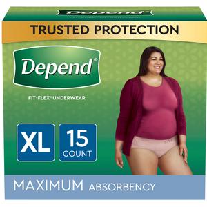 Image of Depend® FIT-FLEX® Incontinence Underwear for Women. Blush Color, Maximum Absorbency