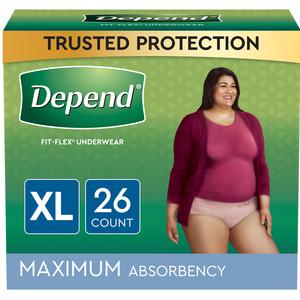 Image of Depend® FIT-FLEX® Incontinence Underwear for Women. Blush Color, Maximum Absorbency