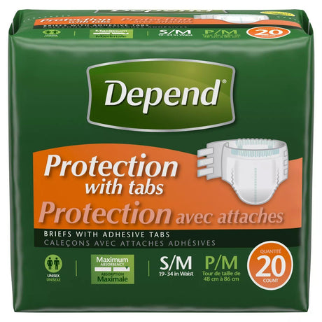 Image of Depend® Incontinence Briefs Protection with Tabs, Maximum Absorbency