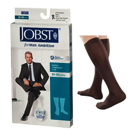 Image of JOBST for Men Ambition Knee-High with SoftFit, 20-30, Closed, Long, Brown, Size 5