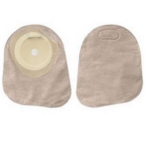 Image of Hollister Premier One-Piece Closed Mini Pouch, 1" Pre-Cut Flat SoftFlex Skin Barrier, Filter, Beige