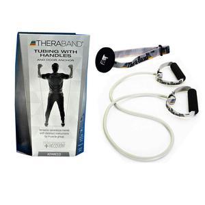 Image of TheraBand Tubing with Soft Handles and Door Anchor, Advanced, Silver